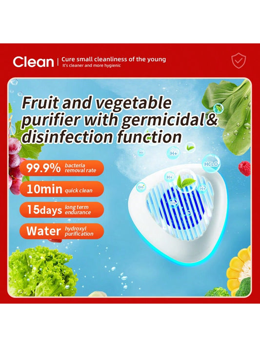 1 Portable Fruit And Vegetable Cleaning Machine; 0 Ozone, 0 Additives, Non-Destructive Nutrition, Safety And Peace Of Mind; Deep Sterilization To Remove Pesticide Residues; Water Hydroxyl Purification, Authoritative Certification, Multiple